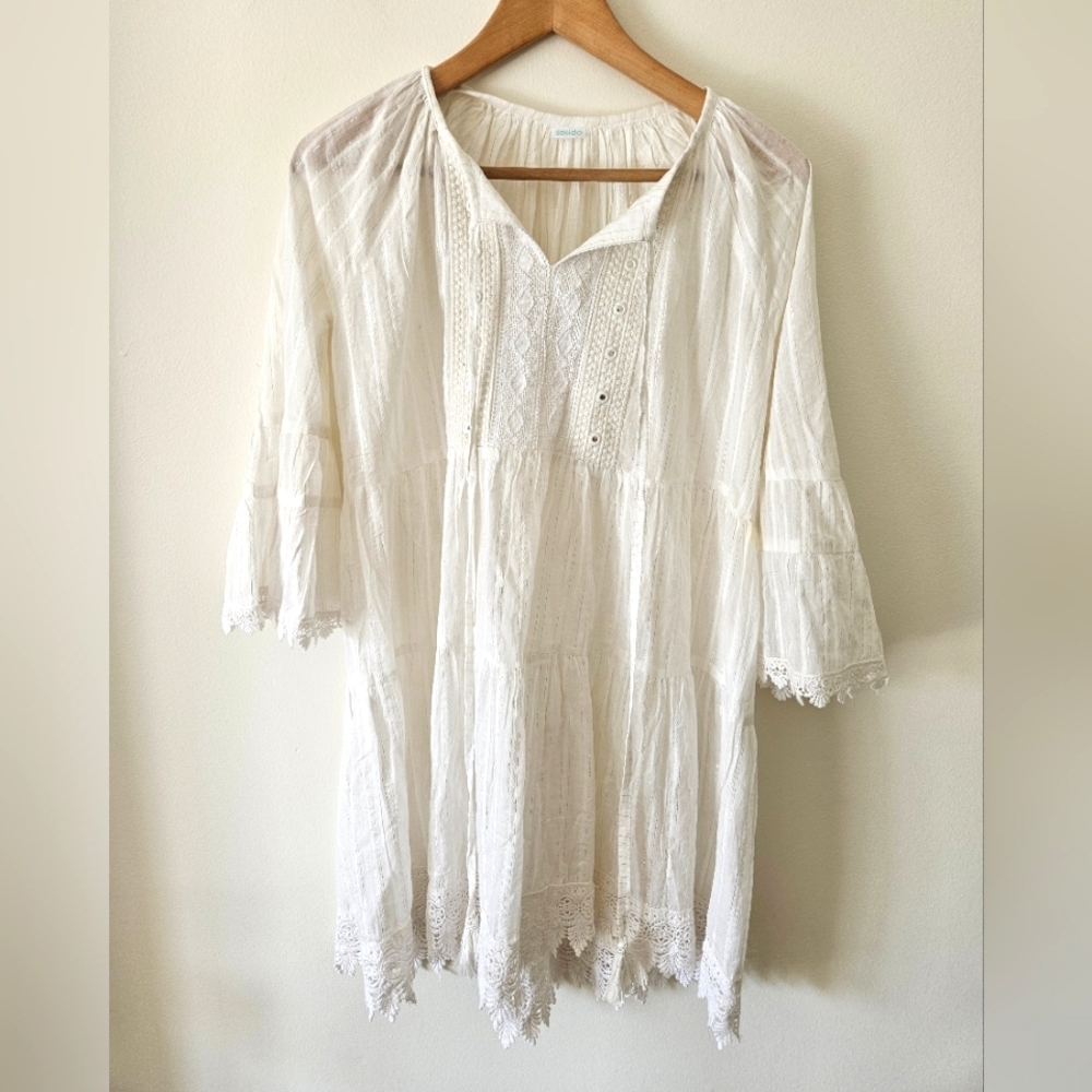Solido Bell sleeve white swim coverup